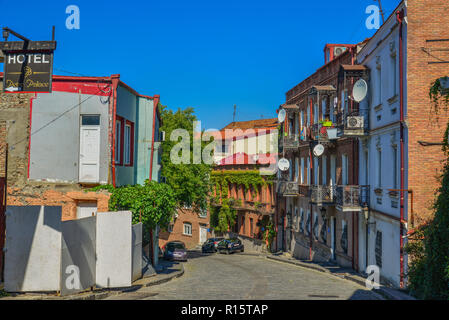 Tiflis, Georgien - 23.September 2018. Altstadt von Tiflis, Georgien. Tiflis ist die Georgia alte und lebendige Hauptstadt. Stockfoto