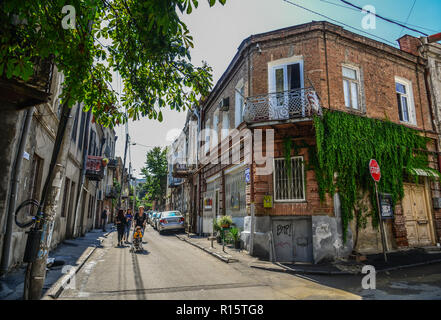 Tiflis, Georgien - 23.September 2018. Altstadt von Tiflis, Georgien. Tiflis ist die Georgia alte und lebendige Hauptstadt. Stockfoto