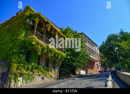 Tiflis, Georgien - 23.September 2018. Altstadt von Tiflis, Georgien. Tiflis ist die Georgia alte und lebendige Hauptstadt. Stockfoto