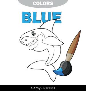 Die freundlichen fröhlichen Art smiling shark-Seite einer Färbung Stock Vektor