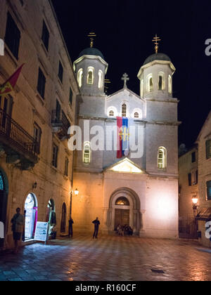 Faade der Kirche St. Nikolaus, Kotor, Bucht von Kotor, Montenegro Stockfoto