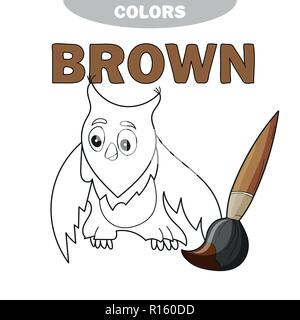 Lustige Cartoon Figur Eule. Vektor isoliert Buch Färbung. Kontur auf einer weißen Stock Vektor