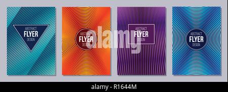 Eingestellt von Flyer, Poster, Banner, Plakate, Broschüre Design vorlagen A6 Größe. Minimalistischer grafik design Templates mit Linien und Streifen. Abstrakte geome Stock Vektor