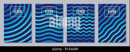 Eingestellt von Flyer, Poster, Banner, Plakate, Broschüre Design vorlagen A6 Größe. Minimalistischer grafik design Templates mit Linien und Streifen. Abstrakte geome Stock Vektor