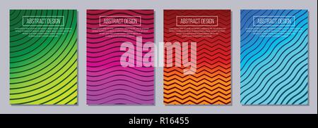 Eingestellt von Flyer, Poster, Banner, Plakate, Broschüre Design vorlagen A6 Größe. Minimalistischer grafik design Templates mit Linien und Streifen. Abstrakte geome Stock Vektor