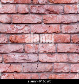 Nahtlose alte verwitterte Red brick wall Textur, Hintergrund. Stockfoto