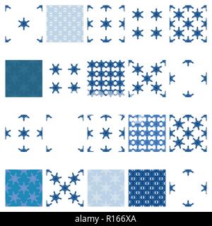 Schneeflocke Nahtlose einfachen Texturen. Weihnachten endlose Hintergründe Sammlung für Ihre festliche künstlerische Gestaltung. EPS 10 Vektor. Stock Vektor