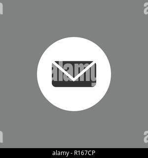 Symbol Nachricht, E-Mail, Brief unterzeichnen, schwarz-auf-weiß-grauen Hintergrund. Vektor flachbild Abbildung. Stock Vektor