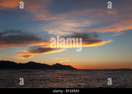 Sonnenuntergang auf dem Neretva River Delta, Kroatien Stockfoto