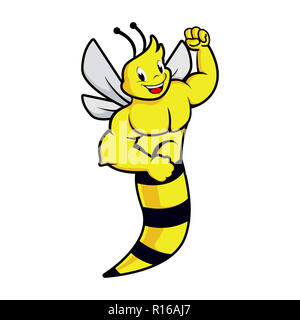 Bee Symbol. Honig Biene. Isolierte insekt Symbol. Lustige starke Muskel bee Symbol vektor design Stockfoto