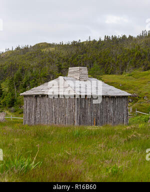 CAPE RANDOM, Neufundland, Kanada - Zufällige Passage Film, Replik des Fischerdorf. Stockfoto