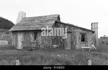 CAPE RANDOM, Neufundland, Kanada - Zufällige Passage Film, Replik des Fischerdorf. Stockfoto