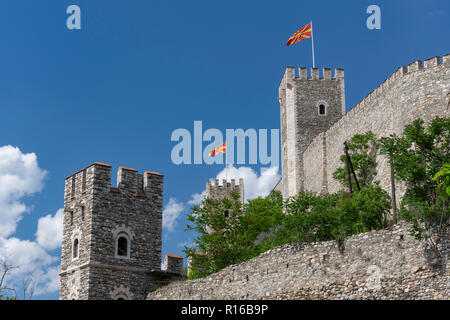 Außenwände von Skopje (Kale) Festung, Skopje, Skopje Region, Republik Nördlich Mazedonien Stockfoto