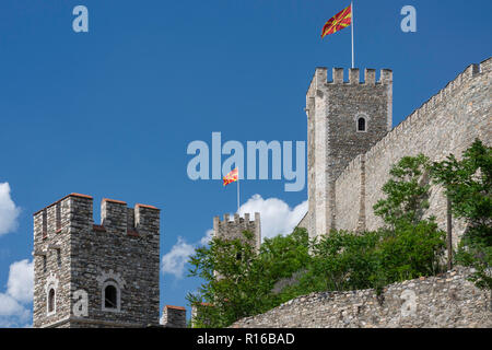 Außenwände von Skopje (Kale) Festung, Skopje, Skopje Region, Republik Nördlich Mazedonien Stockfoto