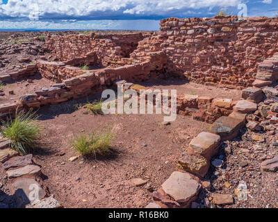 Ruinen, Homolovi II-Seite, Homolovi Ruins State Park, Winslow, Arizona. Stockfoto