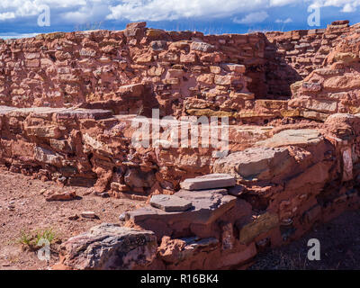 Ruinen, Homolovi II-Seite, Homolovi Ruins State Park, Winslow, Arizona. Stockfoto