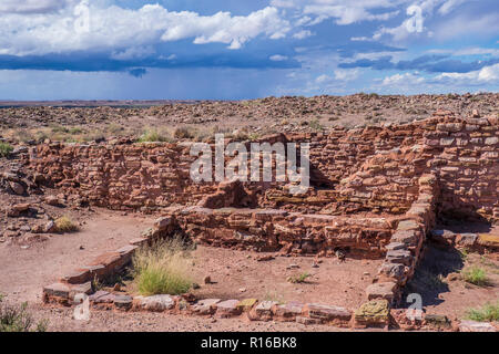 Ruinen, Homolovi II-Seite, Homolovi Ruins State Park, Winslow, Arizona. Stockfoto