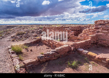 Ruinen, Homolovi II-Seite, Homolovi Ruins State Park, Winslow, Arizona. Stockfoto