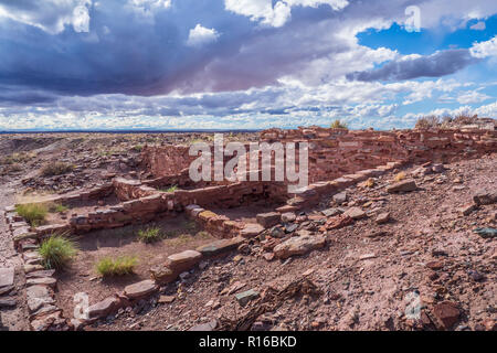 Ruinen, Homolovi II-Seite, Homolovi Ruins State Park, Winslow, Arizona. Stockfoto