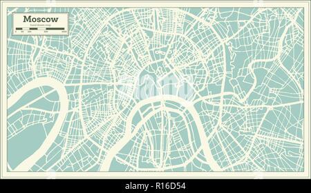 Moskau Russland Stadtplan im Retro-stil. Übersichtskarte. Vector Illustration. Stock Vektor