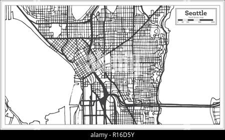 Seattle USA Stadtplan im Retro-stil. Übersichtskarte. Vector Illustration. Stock Vektor