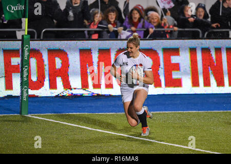 London, Großbritannien. 09 Nov, 2018. England's Carys Williams in Aktion während der Quilter Internationals - England Frauen vs USA Frauen bei der Allianz Park am Freitag, 09. November 2018. LONDON ENGLAND. (Nur redaktionelle Nutzung, eine Lizenz für die gewerbliche Nutzung erforderlich. Keine Verwendung in Wetten, Spiele oder einer einzelnen Verein/Liga/player Veröffentlichungen). Stockfoto