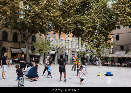 Piazza Napoleone in Lucca, Toskana Italien Stockfoto