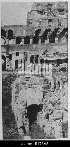 Eine alte gedruckten Abbildung: der Eingang zu den Gladiatoren Gehäuse im Kolosseum Ruinen (Flavischen Amphitheater) in Rom, Italien. Stockfoto