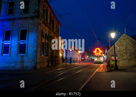 Eines der Bilder während eines speziellen Offener Abend an crich Straßenbahn Dorf, Derbyshire, Großbritannien Stockfoto