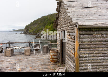 CAPE RANDOM, Neufundland, Kanada - Zufällige Passage Film, Replik des Fischerdorf. Stockfoto