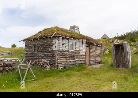 CAPE RANDOM, Neufundland, Kanada - Zufällige Passage Film, Replik des Fischerdorf. Stockfoto