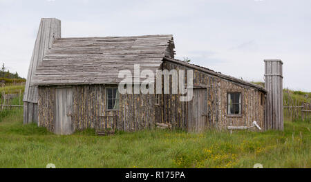 CAPE RANDOM, Neufundland, Kanada - Zufällige Passage Film, Replik des Fischerdorf. Stockfoto