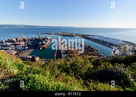 Der Hafen von Napier von Bluff Hill gesehen Stockfoto