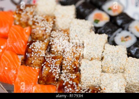 Sushi große Nähe zu sehen. Stockfoto