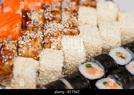 Sushi große Nähe zu sehen. Stockfoto