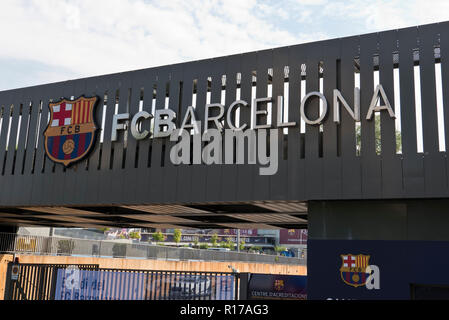 Einer der Eingänge zum F C Barcelona Stadion, Barcelona, Spanien Stockfoto