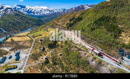 Trainieren Sie Oslo - Bergen in Bergen. Norwegen. Stockfoto