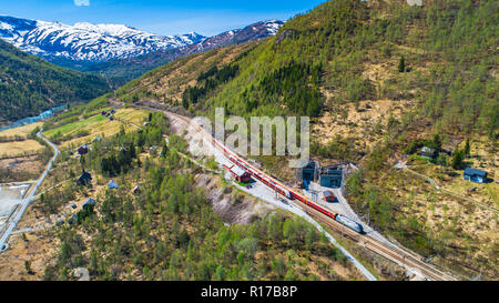 Trainieren Sie Oslo - Bergen in Bergen. Norwegen. Stockfoto