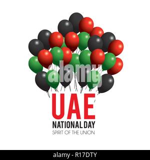 Uae nationalen Tag mit Ballons zu patriotischen Feier Stock Vektor