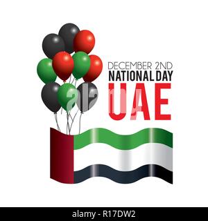 Vereinigte Arabische Emirate Fahne mit Ballons zu patriotischen Tag feiern. Stock Vektor