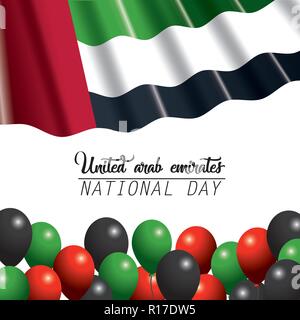 Uae Flagge mit Ballon patriotischen Tag zu zelebrieren. Stock Vektor
