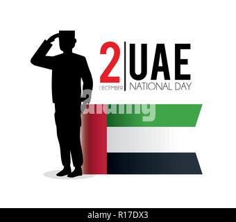 Uae Flagge und Soldat nationalen Tag zu zelebrieren. Stock Vektor