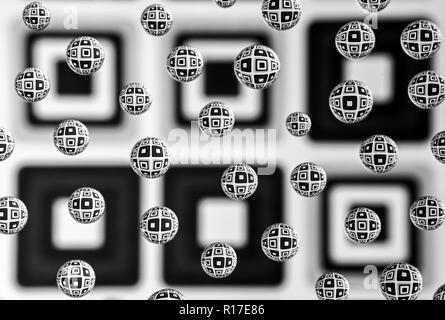 Geometrische Formen werden in Wassertropfen mit Wassertropfen Refraktion Technik Stockfoto