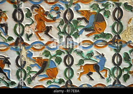 Keramische Wandfliesen, Royal Alcazar Palast, Sevilla, Spanien Stockfoto
