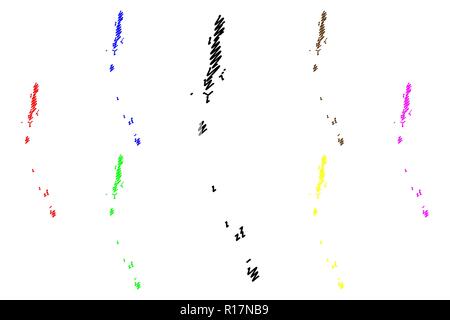 Andaman und Nicobar Inseln (Mitgliedstaaten und Union gebieten von Indien, Föderierte Staaten, Republik Indien) Karte Vektor-illustration, kritzeln Skizze Anda Stock Vektor