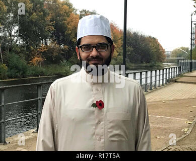 Qari Asim, Imam an der Moschee von Mekka in Leeds, der gesagt hat, die Opfer von 400.000 muslimischen Soldaten während des Ersten Weltkrieges gemacht am Armistice Day und darüber hinaus erinnert werden sollte. Stockfoto