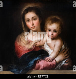 Jungfrau und Kind. Jungfrau der Serviette (Virgen con El Nino. Virgen de la Servilleta) von Bartolomé-Esteban Murillo (1617-1682), Öl auf Leinwand, c. 1668-9. Stockfoto