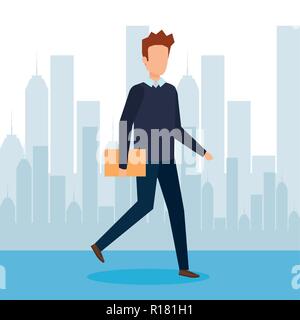 Elegante Geschäftsmann in der Straße Vector Illustration Design Stock Vektor