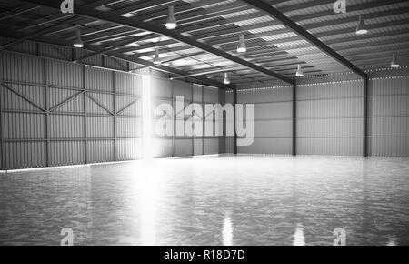 Leeren Hangar Auslieferungslager 3d-render Bild Stockfoto