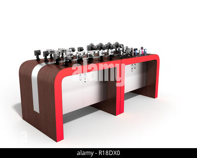 Shopping Rack für elektronische 3D-Render auf weißem Hintergrund Stockfoto